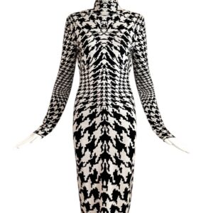 Alexander McQueen Houndstooth Wool Knit Dress 2009
